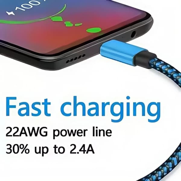 USB Typ C-kabel 2.4A Snabbladdning & Datasynkronisering, Nylonflätad 1M/2M/3M för Samsung Huawei Android-telefoner 3PCS 3m