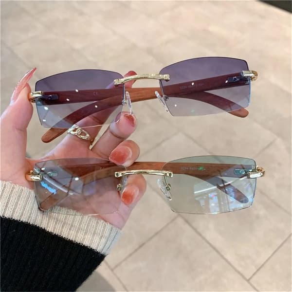 Trendiga Punk Solglasögon Ramlösa Rektangulära Solglasögon för Män Kvinnor Mode UV400 Körglasögon Ramlösa Gradient Glasögon Silver-Gradient Gray