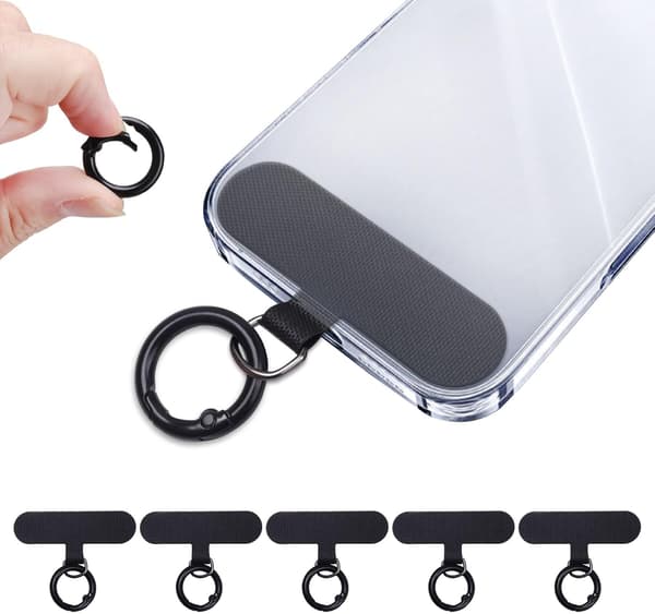 6-pack mobilfäste för iPhone 6 fjäder O-ring lås mobilrem patch ersättningsdel för alla heltäckande mobilskal