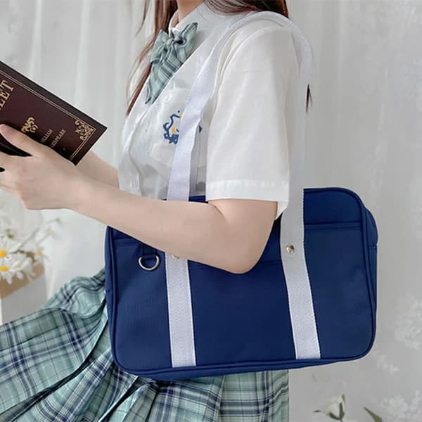 Japanska studentväskor Skolväska JK Pendlingsväska Portfölj Anime Cosplay Kostym Axelväskor Budbärarväskor Blue