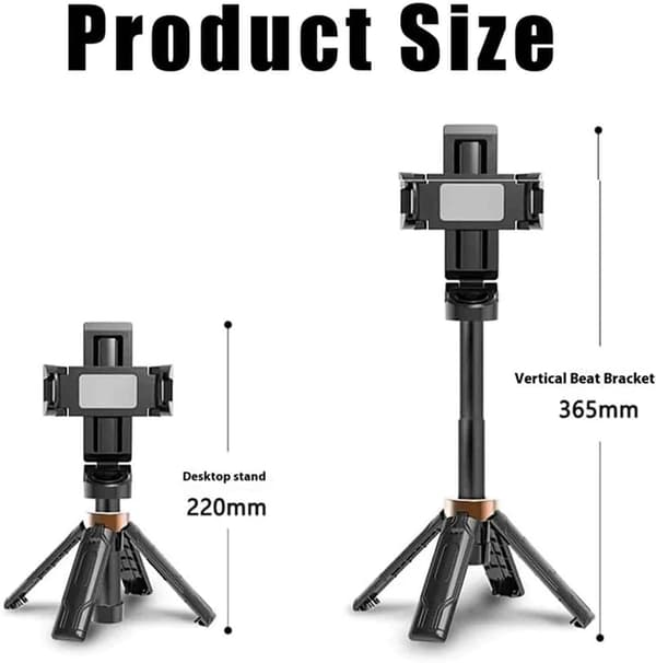 Fickformat Flexibel Portabel Mini Bluetooth Selfie Stick Teleskopisk Multifunktionell Tripod Stativ för IPhone Android Telefon Monopod black