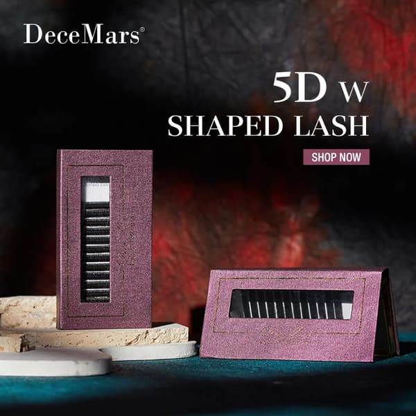 DeceMars 5D - W-formade ögonfransförlängningar (12 rader/bricka) 0.10mm D