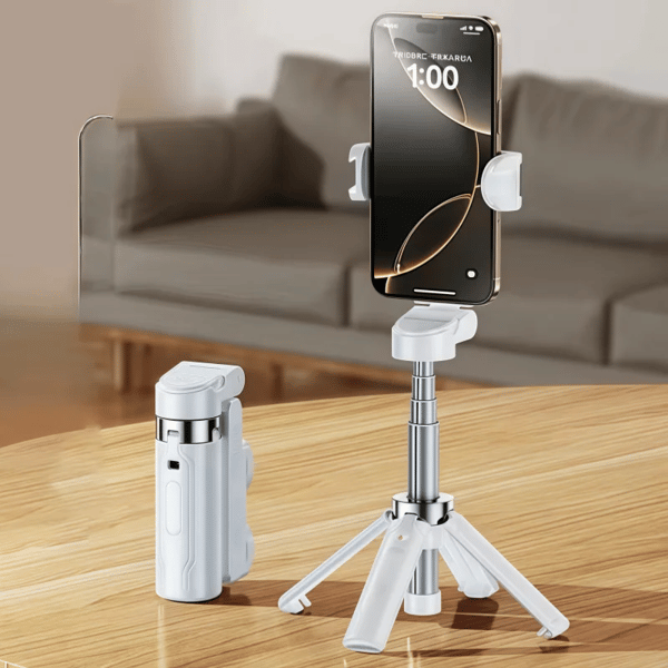 Bärbar mini selfiestick, mobiltelefonstativ, fotograferingsassistent, multifunktionell integrerad design, Bluetooth-fjärrkontroll Black