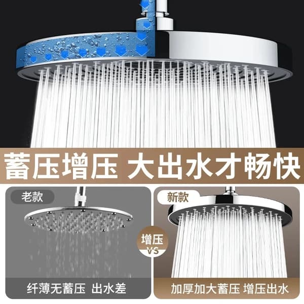 10 tums stor panel stort flöde takmonterad överladdad duschhuvudset 3 lägen högtrycks-ABS regndusch badrumsdusch Silver-b top shower