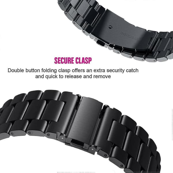 Til Xiaomi Redmi Watch 2/Watch 2 Lite Urrem 3-perler Solid Metal Erstatningsarmbånd Sort