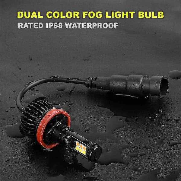 2X H8 H11 Tofarget Switchback Hvit/Rav LED COB Tåkelyspærer 160W 2600LM