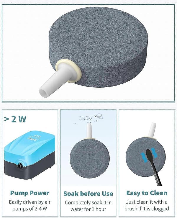 Akvarium skivformad luftsten 4 cm, syrediffusor för luftpumpar, akvarier, små dammar och DWC-system, 4-pack