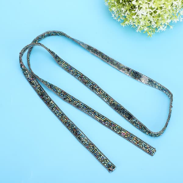 Meter Hotfix Rhinestone Mesh Kedja Dekorativt Bälte för Bröllopsklänning Halsband Grön