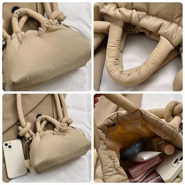 Koreansk mode tyg axelväska mjuk Dacron crossbody väska mini tygväska plånböcker för kvinnor underarmsväskor handväskor och plånböcker White