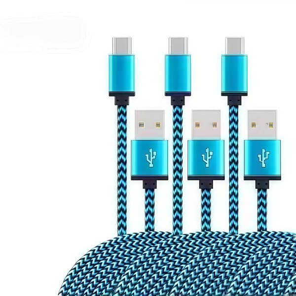 USB Typ C-kabel 2.4A Snabbladdning & Datasynkronisering, Nylonflätad 1M/2M/3M för Samsung Huawei Android-telefoner 3PCS 3m