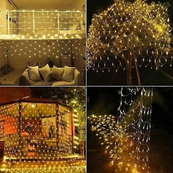 192 LED-ljusnät 3 x 2 m varmvitt ljus för jul