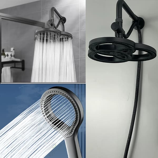 Högtrycksduschhuvud, stort vattenflöde, regnduschhuvudset, ringdesign, spray, hotellbadrumstillbehör Single grey