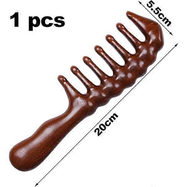 pc träkam, bredtandad kam, sandelträkam, antistatisk, hårbottenmassage, stresslindring (20 cm)