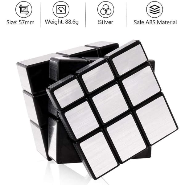 Magic Cube 2x2x2 3x3x3 Pusselkub Mirror Block Paket Oregelbunden Speedcube Ojämn 3D Pusselkub Leksaker Silver (2-pack)