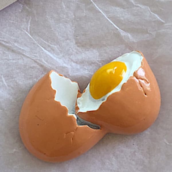 3D-simulering harpiks morsomme kjøleskapsmagneter for kjøkken knust egg
