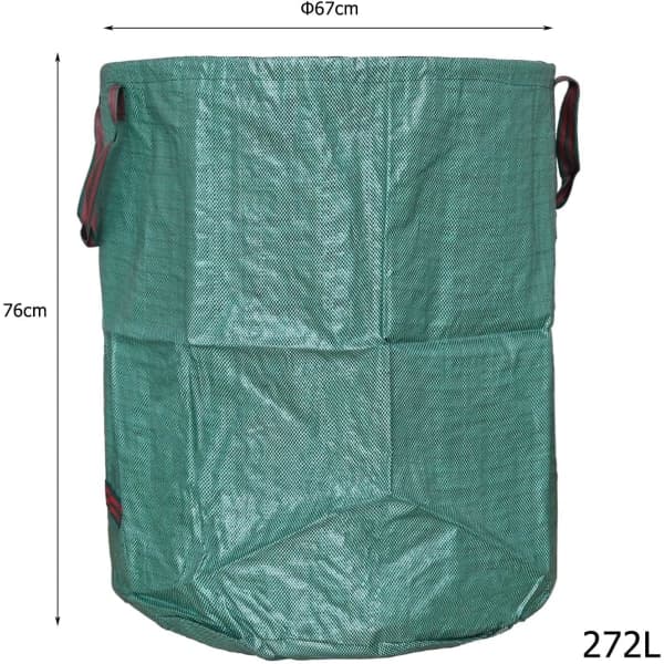 Extra starka trädgårdsavfallssäckar - 272 liter - 3-pack - Industriella handtag och tyg - Trädgårds-/grönavfallssäckar - Återanvändbara