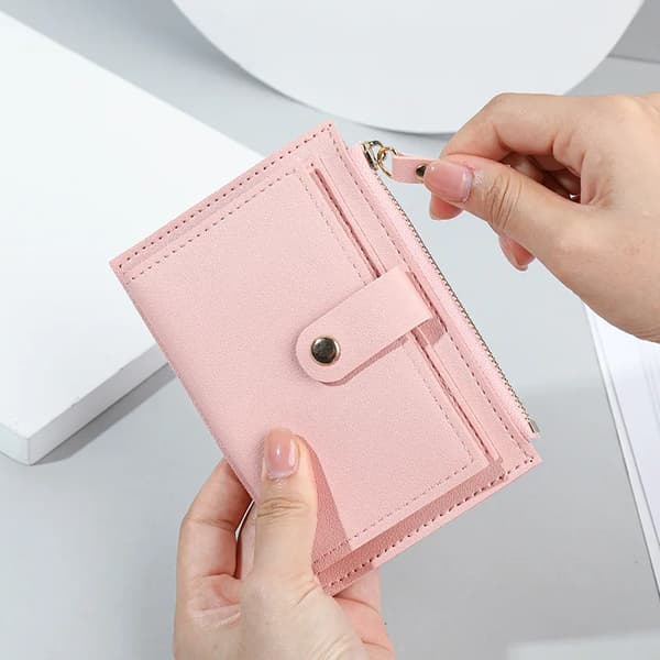 Damplånböcker PU-läder Damväska Mini Hasp Solid Multi-korthållare Mynt Korta Plånböcker Smal Liten Plånbok Dragkedja Hasp PURPLE