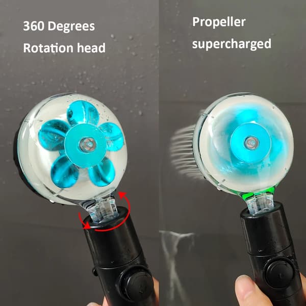 Högtrycks LED-duschhuvud med enknappsstopp, digital display, svart handhållet duschhuvud med temperatursensor Temperature silver
