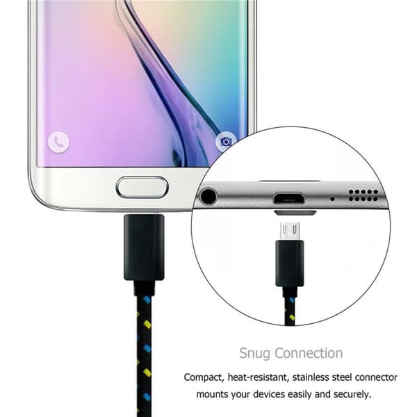 Micro USB-kabel 1m/2m/3m Datasynkronisering USB-laddarkabel för Samsung Huawei Xiaomi HTC Android-telefon Nylonflätade Microusb-kablar Blue For Micro 2m
