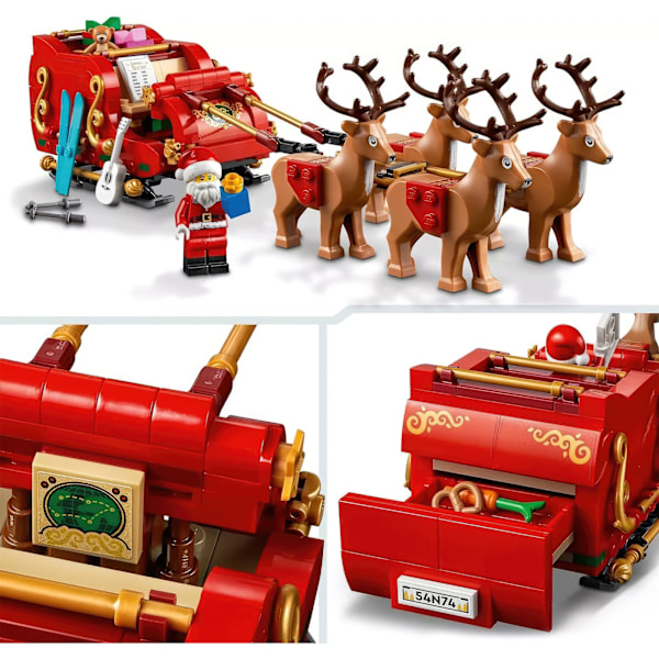 Byggset: LEGO Tomtens Släde med Minifigur och Renar – Julens Magi för Barn!