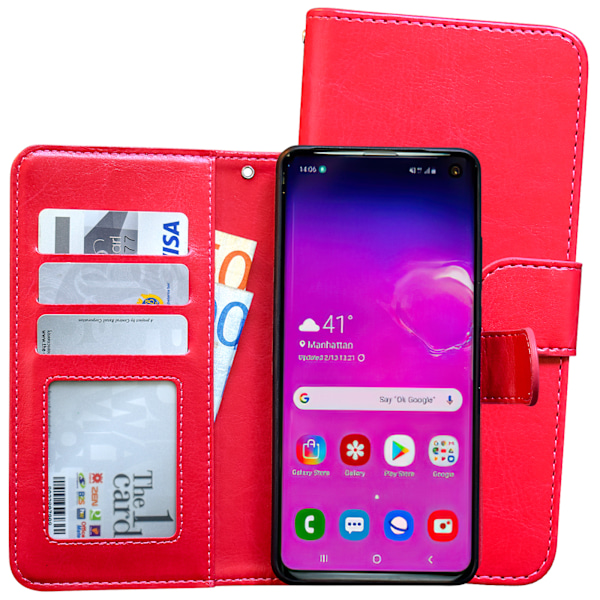 Komfort & Skydd Galaxy S10 - Läderfodral! Rosa