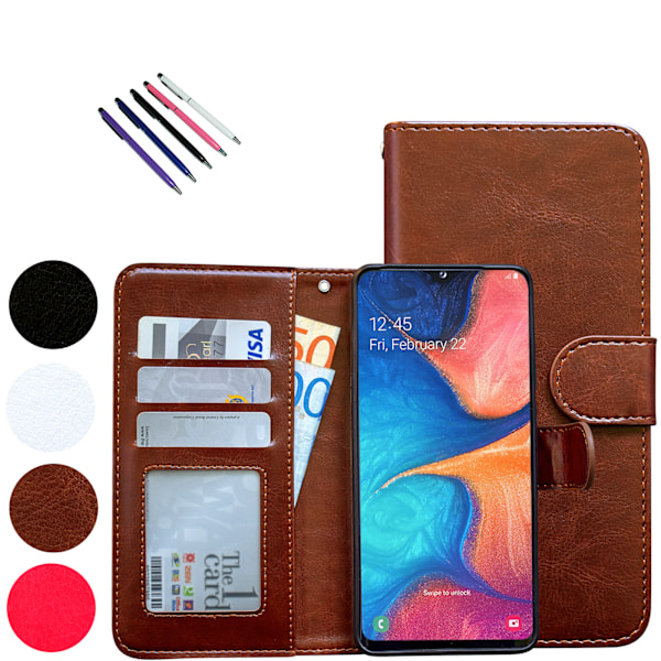 Samsung Galaxy A10 - PU-nahkainen case Brun