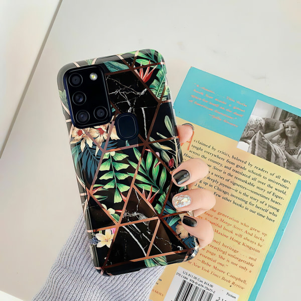 Samsung Galaxy A21s - Geometrisk Blomster Etui Svart