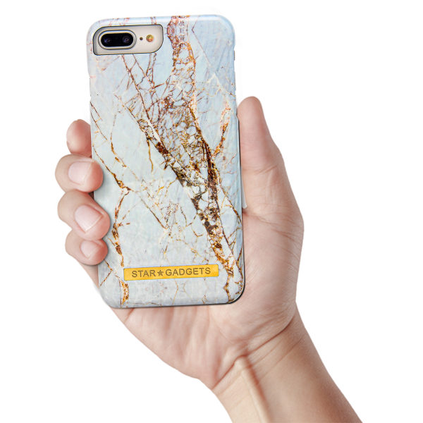 iPhone 6 Plus / 6S Plus - Cover Protection Blomster / Marmor Svart