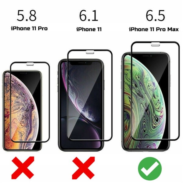 2 Pack iPhone 11 Pro Max - Skærmbeskytter i hærdet glas