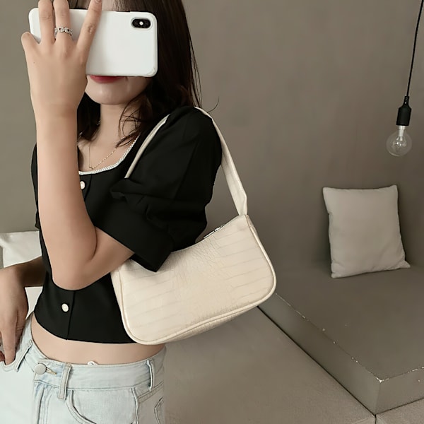 Alligator Mønster Håndtaske Skuldertaske til Modeelskere Beige
