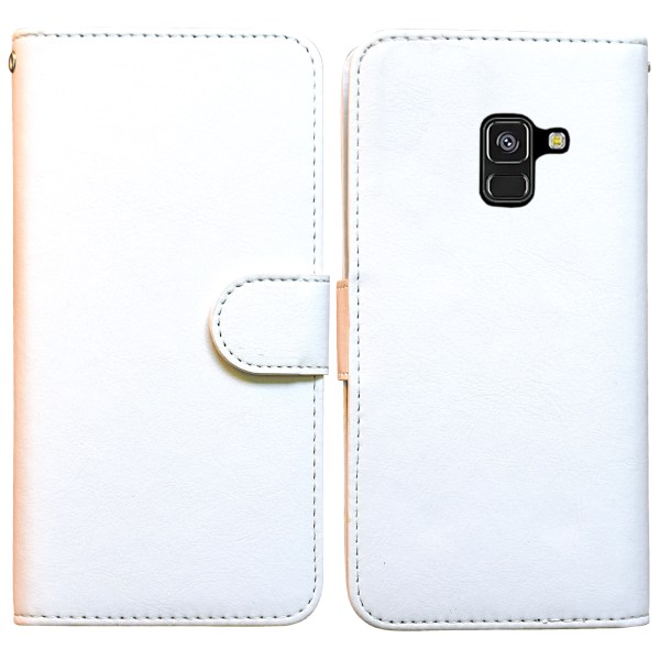 Samsung Galaxy A8 2018 - PU-nahkainen case/ lompakko Vit