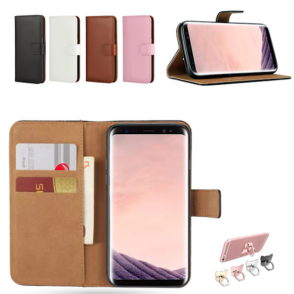 Samsung Galaxy S9 - PU Læder Pung Etui + Ring Svart