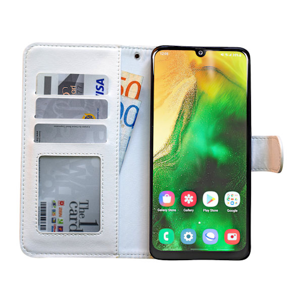 Samsung Galaxy A50 - Läderfodral / Skydd Vit