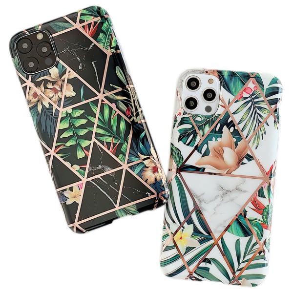 iPhone 12 Pro - Geometrisk Blomster Etui Vit