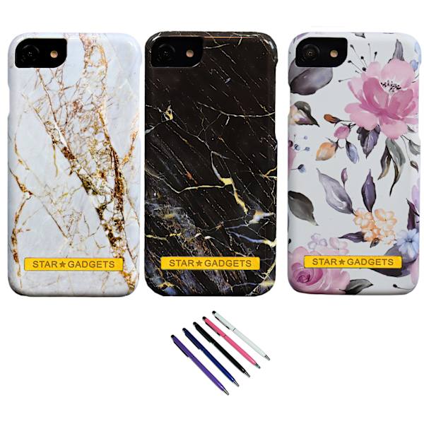 iPhone 6 / 6S - Skal / Skydd / Blommor / Marmor Svart