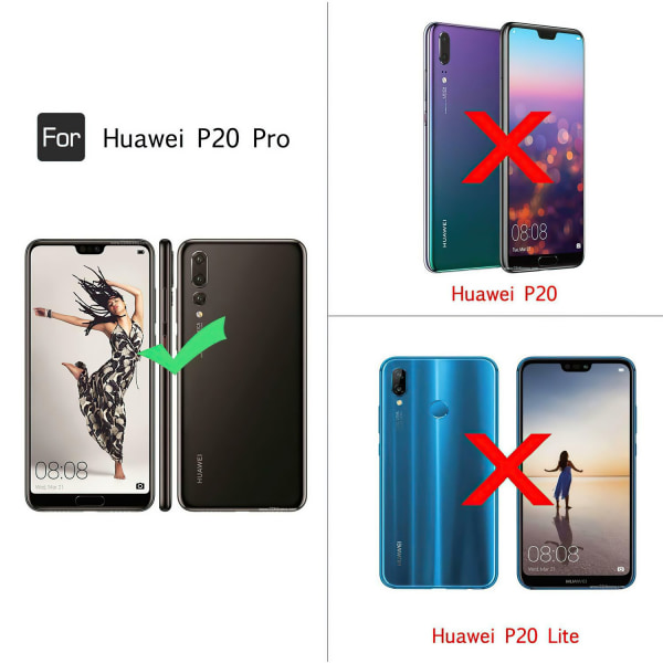 Huawei P20 Pro - Pungetui i PU-læder + skærmbeskyttelse Svart