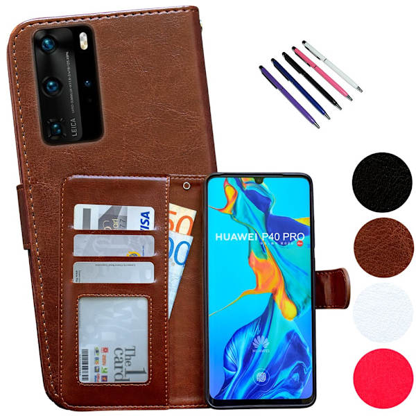 Beskyt din Huawei P40 Pro - Læder etui! Svart