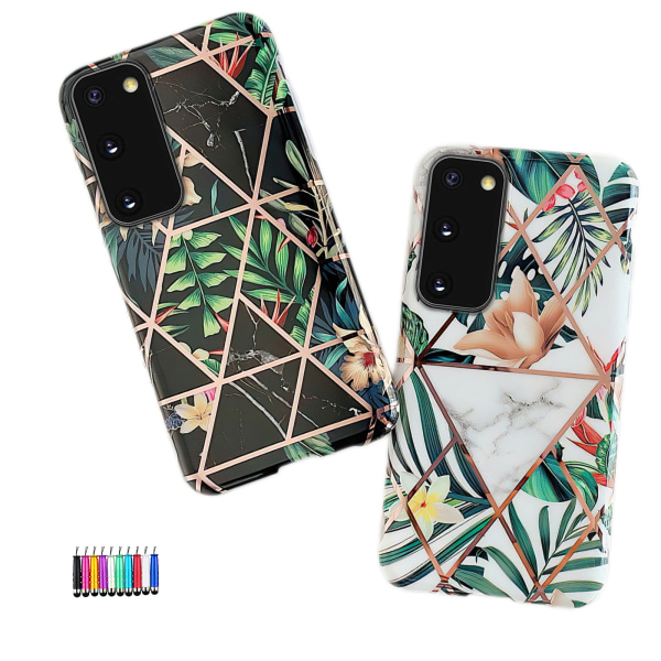 Samsung Galaxy S20 - Geometrisk Blomster Etui Vit