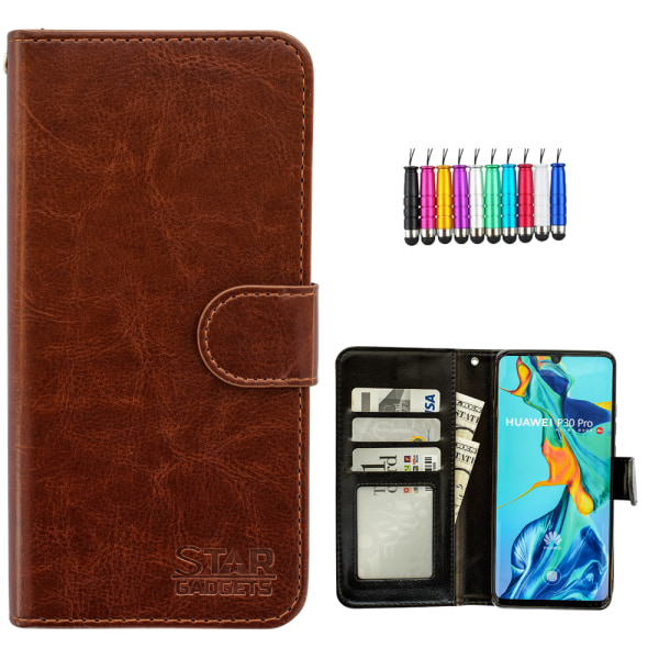 Huawei P30 Pro - PU Læder Pung Etui Brun