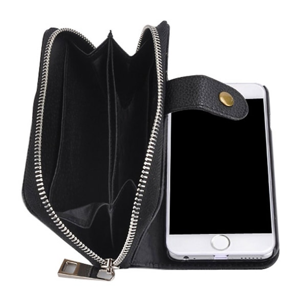 3-in-1-paketti iPhone 6/6S:lle - Wallet Case & Magnetic Case Svart