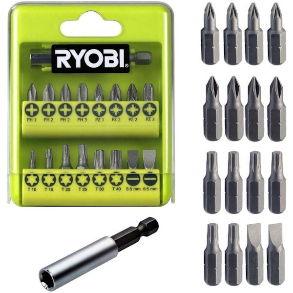 Monipuolinen Ryobi RAK17SD 17-osainen Skruvbits-setti Kaikkeen T