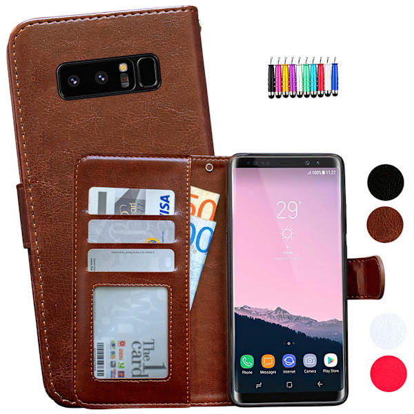 Samsung Galaxy Note 8 - Nahkakotelo / Lompakko Svart