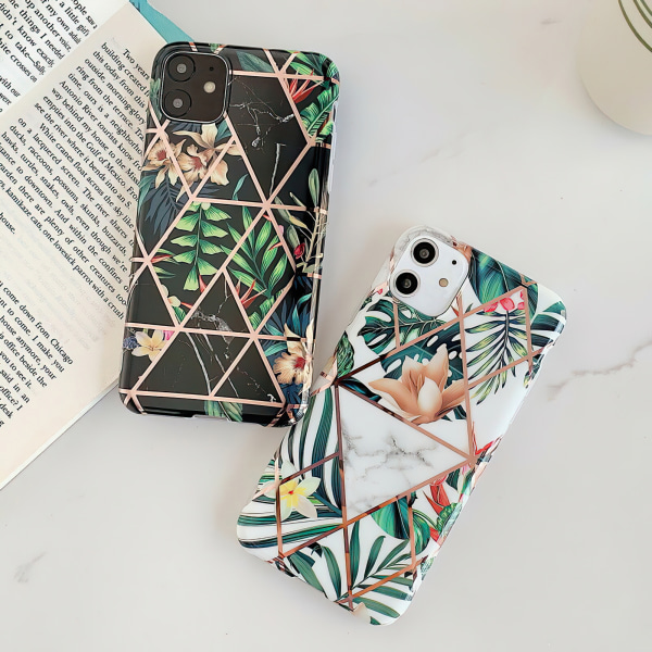 iPhone 11 - Geometrisk Blomster Etui Svart