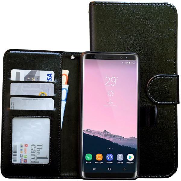 Samsung Galaxy Note 9 - PU nahkainen lompakkokotelo Svart