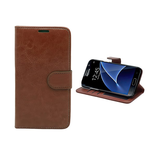 Beskyt din Samsung Galaxy S7 Edge - Lædertaske & Pung + Til Brun