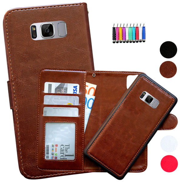 Samsung Galaxy S8 Plus - case/ lompakko + kosketuskynä Vit