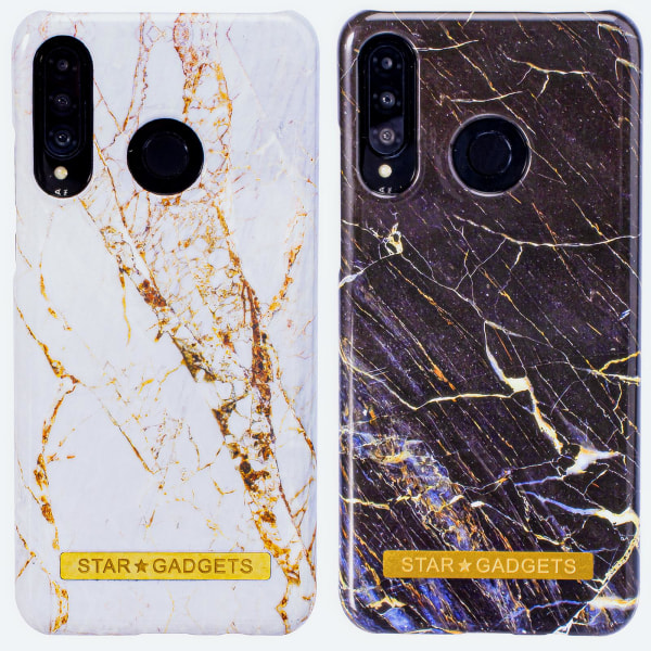 Huawei P30 Lite - Cover Protection Marble Vit