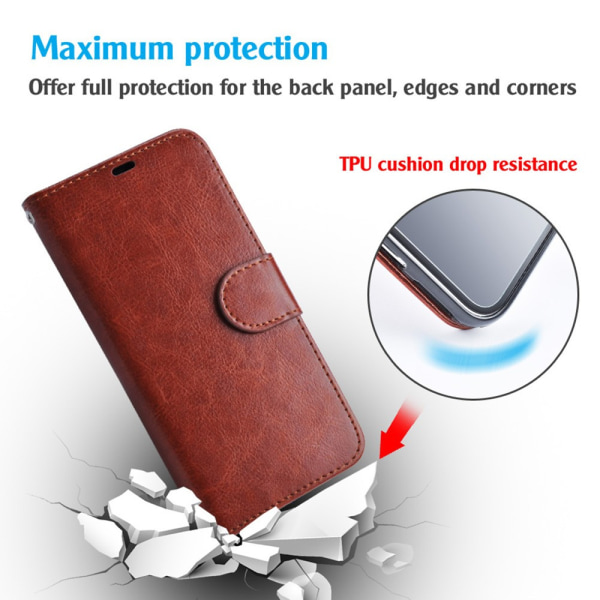 Skydda din Note 8 - Läderfodral & Plånbok! Brun