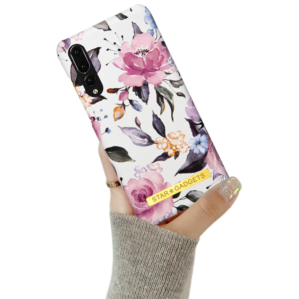 Huawei P20 Pro - Etui Beskyttelse Blomster / Marmor Vit