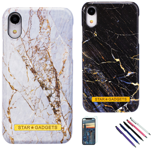 iPhone Xr - Cover Protection Marble Svart